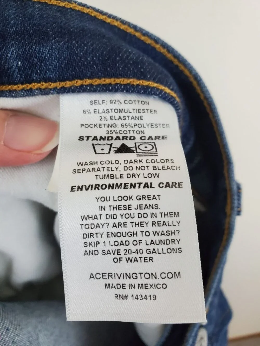 Ace Rivington 32 Bar Blues dark wash athletic taper jeans